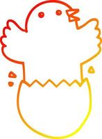 warm gradient line drawing cartoon hatching bird vector