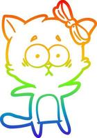 rainbow gradient line drawing cartoon cat vector