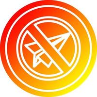 avión de papel prohibir circular en espectro de gradiente caliente vector