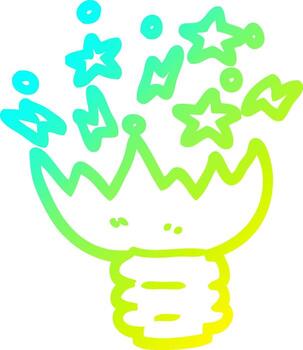 cold gradient line drawing cartoon exploding light bulb vector