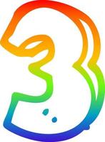 rainbow gradient line drawing cartoon number 3 vector