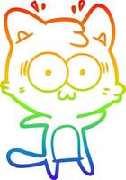 rainbow gradient line drawing cartoon surprised cat vector