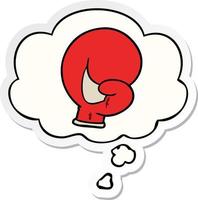 boxing glove cartoon  and thought bubble as a printed sticker vector
