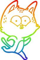 rainbow gradient line drawing cartoon cat running vector