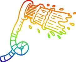 rainbow gradient line drawing cartoon shower head vector