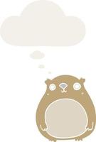 cartoon bear and thought bubble in retro style vector