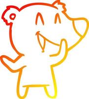 warm gradient line drawing laughing bear cartoon vector
