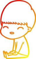 warm gradient line drawing happy cartoon boy vector