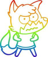 rainbow gradient line drawing cartoon annoyed fox vector