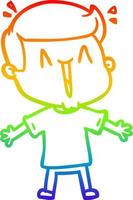 rainbow gradient line drawing cartoon excited man vector