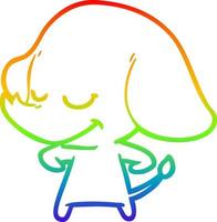 rainbow gradient line drawing cartoon smiling elephant vector