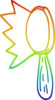 rainbow gradient line drawing cartoon magnifying glass vector