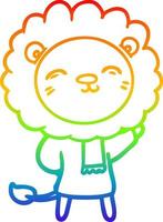 rainbow gradient line drawing cartoon lion vector