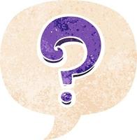 cartoon question mark and speech bubble in retro textured style vector