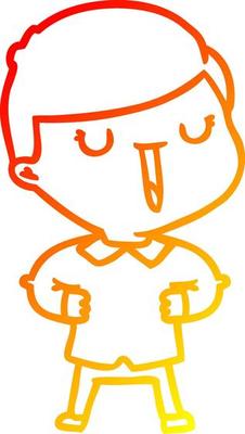 warm gradient line drawing cartoon happy boy