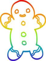 rainbow gradient line drawing cartoon christmas gingerbread vector