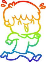 rainbow gradient line drawing cartoon laughing boy vector