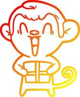 warm gradient line drawing cartoon laughing monkey vector