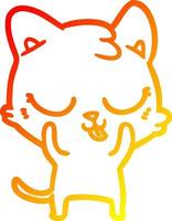 warm gradient line drawing cartoon cat vector