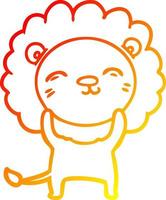 warm gradient line drawing cartoon lion vector