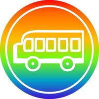 autobús escolar circular en el espectro del arco iris vector