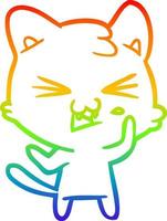 rainbow gradient line drawing cartoon cat vector