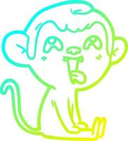cold gradient line drawing crazy cartoon monkey vector
