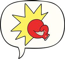 boxing glove cartoon and speech bubble vector