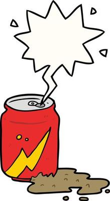 cartoon can of soda and speech bubble