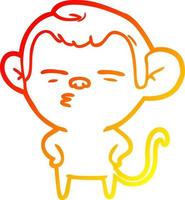 warm gradient line drawing cartoon suspicious monkey vector