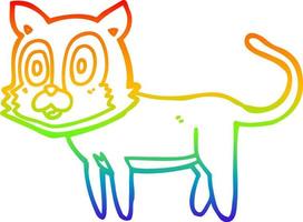 dibujo de línea de gradiente de arco iris feliz gato de dibujos animados vector