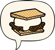 smore cartoon and speech bubble in comic book style vector