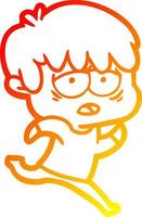 warm gradient line drawing cartoon exhausted boy vector