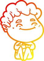 warm gradient line drawing cartoon friendly man vector