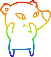 rainbow gradient line drawing cute cartoon bear vector