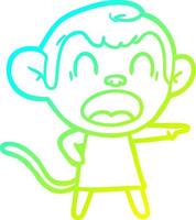 cold gradient line drawing shouting cartoon monkey pointing vector