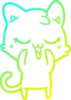 cold gradient line drawing happy cartoon cat vector