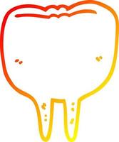 warm gradient line drawing cartoon tooth vector