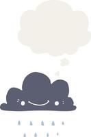 cartoon storm cloud and thought bubble in retro style vector