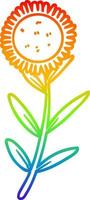 rainbow gradient line drawing cartoon sunflower vector