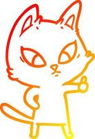 warm gradient line drawing confused cartoon cat vector