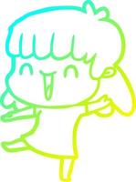 cold gradient line drawing cartoon woman vector