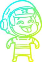 línea de gradiente frío dibujo dibujos animados riendo astronauta vector