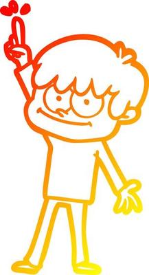 warm gradient line drawing happy cartoon man