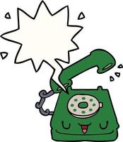 cute cartoon telephone and speech bubble vector