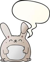 cartoon rabbit and speech bubble in smooth gradient style vector