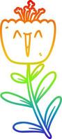 rainbow gradient line drawing happy cartoon flower vector