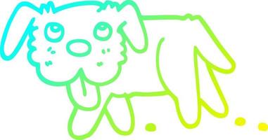 cold gradient line drawing cartoon happy dog vector