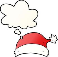 cartoon christmas hat and thought bubble in smooth gradient style vector