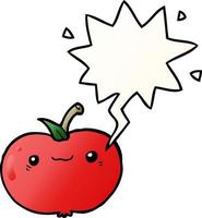 cartoon apple and speech bubble in smooth gradient style vector